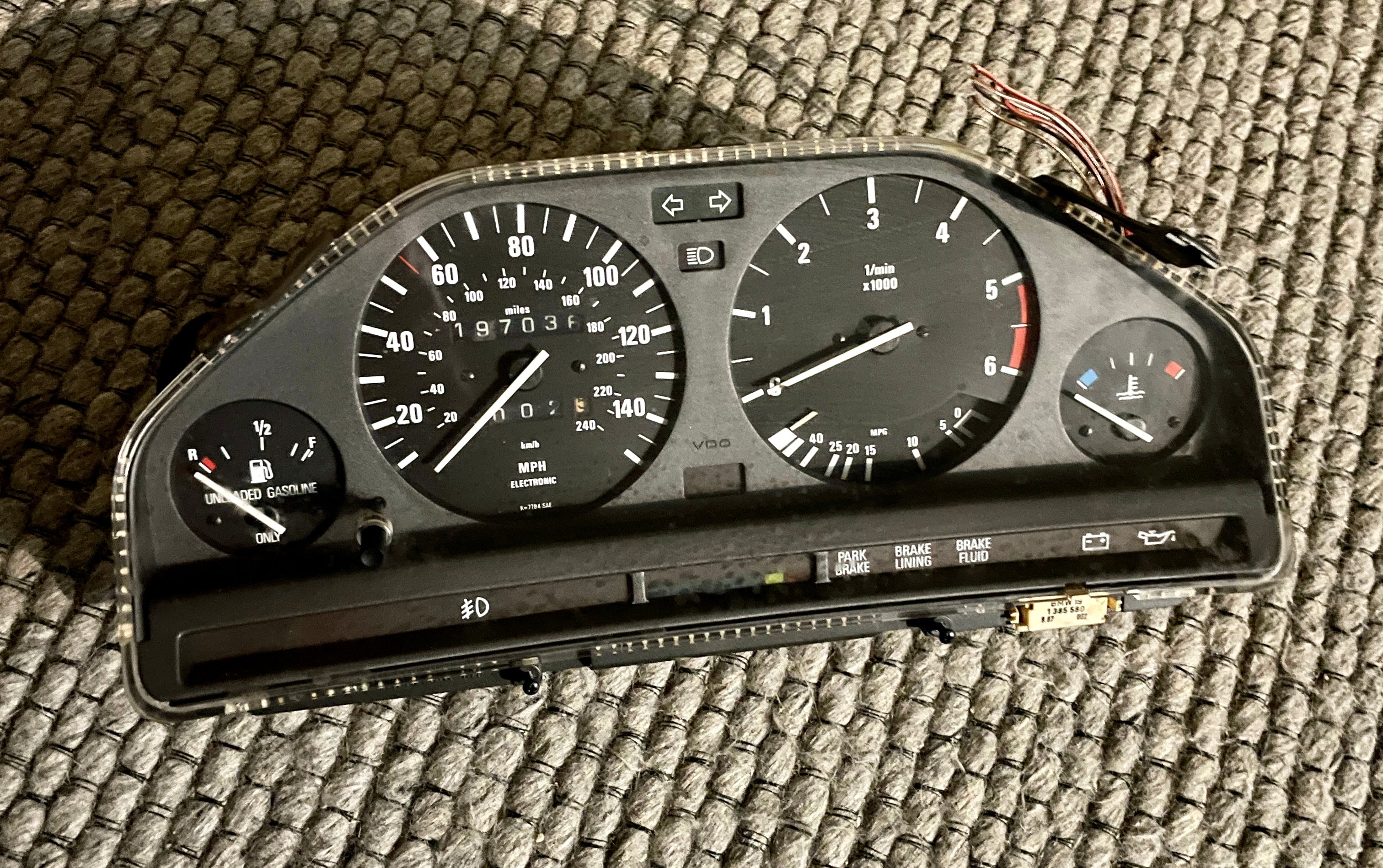 BMW E30 325i 1988 Super ETA Gauge Cluster VDO Speedo FOR